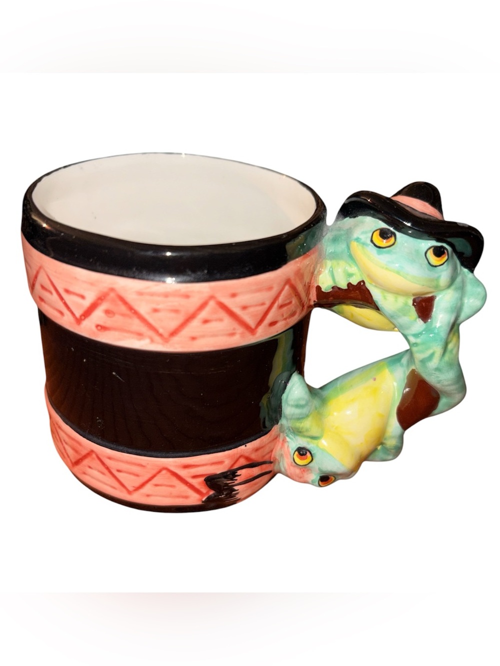 Vintage Halloween Frog Handle Mug Witch Hat Frog Ceramic Coffee Cup Novelty Mug